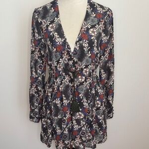 Free People Floral Mini Dress - Black, Blue, Red